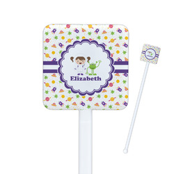 Girls Space Themed Square Plastic Stir Sticks - Double Sided (Personalized)