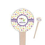 Girls Space Themed 4" Round Wooden Food Picks - Single Sided (Personalized)