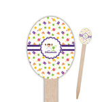 Girls Space Themed Oval Wooden Food Picks - Single Sided (Personalized)