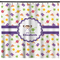 Girls Space Themed Shower Curtain - 71" x 74" (Personalized)