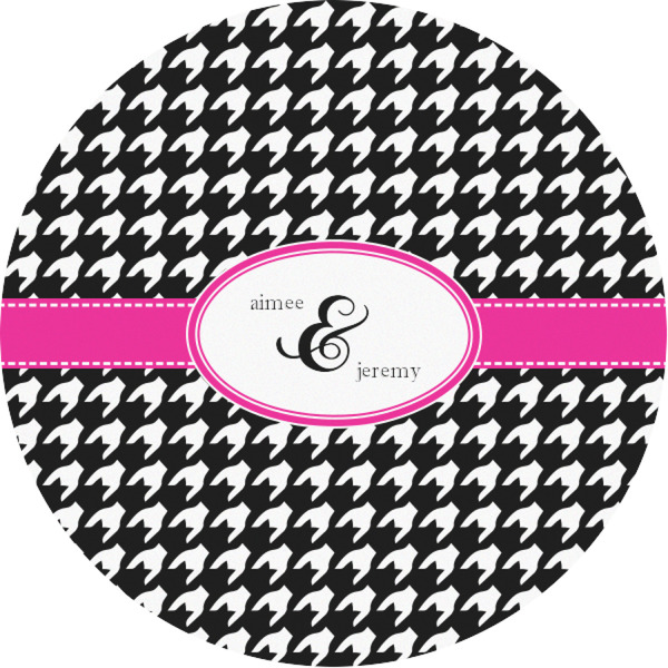 Custom Houndstooth w/Pink Accent Multipurpose Round Labels - 1" (Personalized)