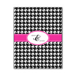 Houndstooth w/Pink Accent Wood Print - 11x14 (Personalized)