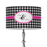 Houndstooth w/Pink Accent 12" Drum Lamp Shade - Poly-film (Personalized)