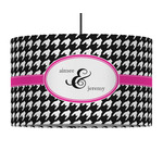 Houndstooth w/Pink Accent 12" Drum Pendant Lamp - Fabric (Personalized)