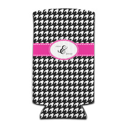 Houndstooth w/Pink Accent Can Cooler (tall 12 oz) (Personalized)