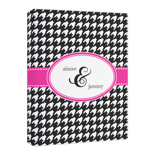 Custom Houndstooth w/Pink Accent Canvas Print - 16x20 (Personalized)