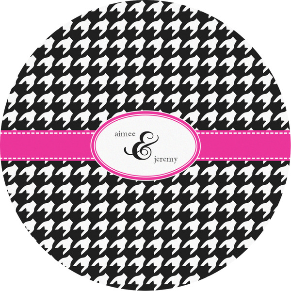 Custom Houndstooth w/Pink Accent Multipurpose Round Labels - 2" (Personalized)