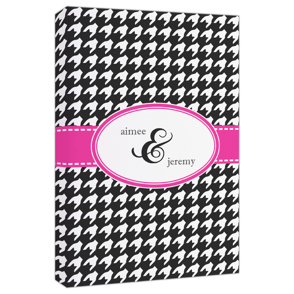 Custom Houndstooth w/Pink Accent Canvas Print - 20x30 (Personalized)