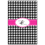 Houndstooth w/Pink Accent Wood Print - 20x30 (Personalized)