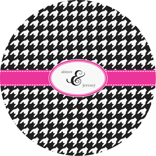 Custom Houndstooth w/Pink Accent Multipurpose Round Labels - Custom Sized (Personalized)