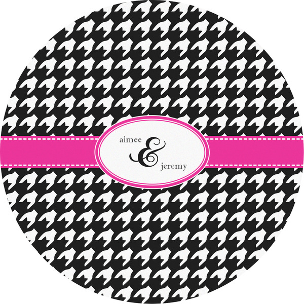 Custom Houndstooth w/Pink Accent Multipurpose Round Labels - 5" (Personalized)