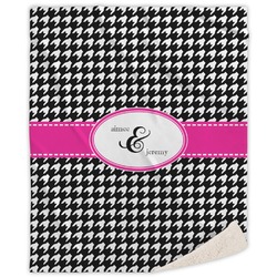 Houndstooth w/Pink Accent Sherpa Throw Blanket - 50"x60" (Personalized)
