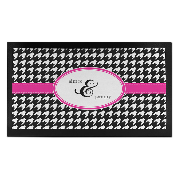 Custom Houndstooth w/Pink Accent Bar Mat - Small (Personalized)