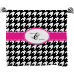 Houndstooth w/Pink Accent Bath Towel (Personalized)