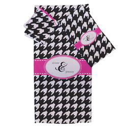 Houndstooth w/Pink Accent Bath Towel Set - 3 Pcs (Personalized)