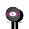 Houndstooth w/Pink Accent Black Plastic 4" Food Pick - Round - Single Sided - Front & Back