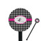 Houndstooth w/Pink Accent Black Plastic 5.5" Stir Stick - Round - Closeup