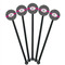 Houndstooth w/Pink Accent Black Plastic 5.5" Stir Stick - Round - Fan View