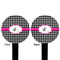 Houndstooth w/Pink Accent Black Plastic 6" Food Pick - Round - Double Sided - Front & Back