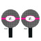 Houndstooth w/Pink Accent Black Plastic 7" Stir Stick - Double Sided - Round - Front & Back