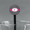 Houndstooth w/Pink Accent Black Plastic 7" Stir Stick - Round - Main