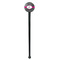 Houndstooth w/Pink Accent Black Plastic 7" Stir Stick - Round - Single Stick