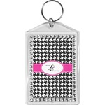 Houndstooth w/Pink Accent Bling Keychain (Personalized)