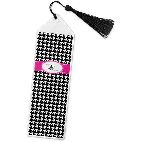 Custom Houndstooth w/Pink Accent Book Mark w/Tassel (Personalized)