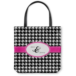 Houndstooth w/Pink Accent Canvas Tote Bag - Small - 13"x13" (Personalized)