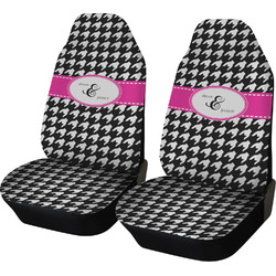Houndstooth w/Pink Accent Car Seat Covers (Set of Two) (Personalized)