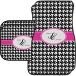 Houndstooth w/Pink Accent Car Floor Mats Set - 2 Front & 2 Back (Personalized)