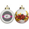 Houndstooth w/Pink Accent Ceramic Christmas Ornament - Poinsettias (APPROVAL)