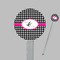 Houndstooth w/Pink Accent Clear Plastic 7" Stir Stick - Round - Closeup