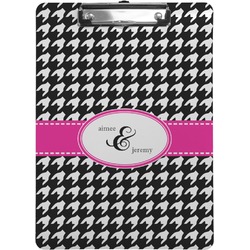 Houndstooth w/Pink Accent Clipboard (Letter Size) (Personalized)