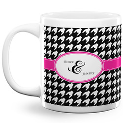 Houndstooth w/Pink Accent 20 Oz Coffee Mug - White (Personalized)
