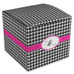 Houndstooth w/Pink Accent Cube Favor Gift Boxes (Personalized)