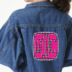 Houndstooth w/Pink Accent Twill Iron On Patch - Custom Shape - 2XL - Set of 4 (Personalized)