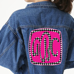 Houndstooth w/Pink Accent Twill Iron On Patch - Custom Shape - 3XL - Set of 4 (Personalized)