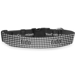 Houndstooth w/Pink Accent Deluxe Dog Collar - Extra Large (16" to 27") (Personalized)
