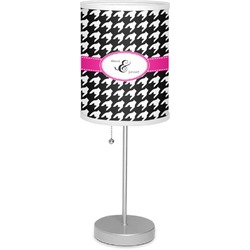 Houndstooth w/Pink Accent 7" Drum Lamp with Shade Linen (Personalized)