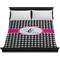 Houndstooth w/Pink Accent Duvet Cover - King - On Bed - No Prop