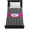 Houndstooth w/Pink Accent Duvet Cover - Twin XL - On Bed - No Prop