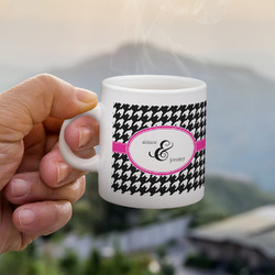 Houndstooth w/Pink Accent Single Shot Espresso Cup - Single (Personalized)
