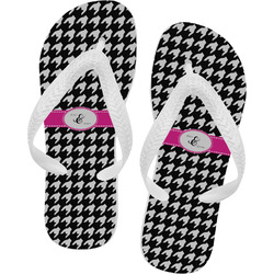 Houndstooth w/Pink Accent Flip Flops - Medium (Personalized)