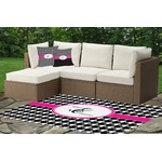 Houndstooth w/Pink Accent Indoor / Outdoor Rug - Custom Size w/ Couple's Names