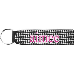 Houndstooth w/Pink Accent Neoprene Keychain Fob (Personalized)