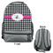 Houndstooth w/Pink Accent Large Backpack - Gray - Front & Back View