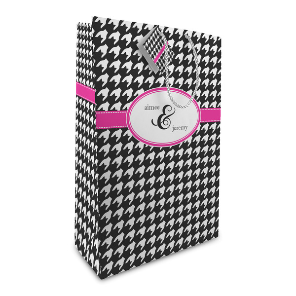 Custom Houndstooth w/Pink Accent Large Gift Bag (Personalized)