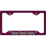 Houndstooth w/Pink Accent License Plate Frame - Style C (Personalized)