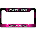 Houndstooth w/Pink Accent License Plate Frame - Style B (Personalized)